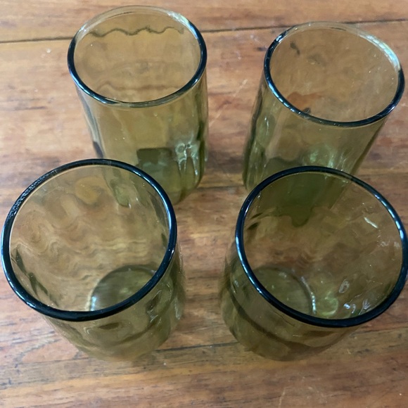 4 Vintage Anchor Hocking Avocado Green Juice Glasses - Picture 4 of 5
